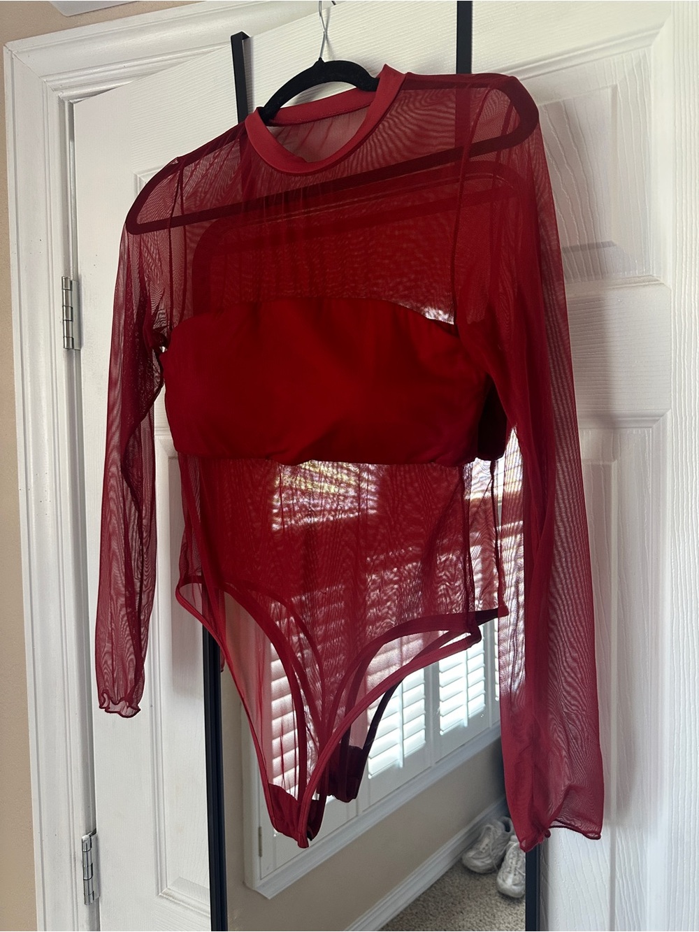 Klassy Network Red Mesh Bandeau Long Sleeve Bramisuit